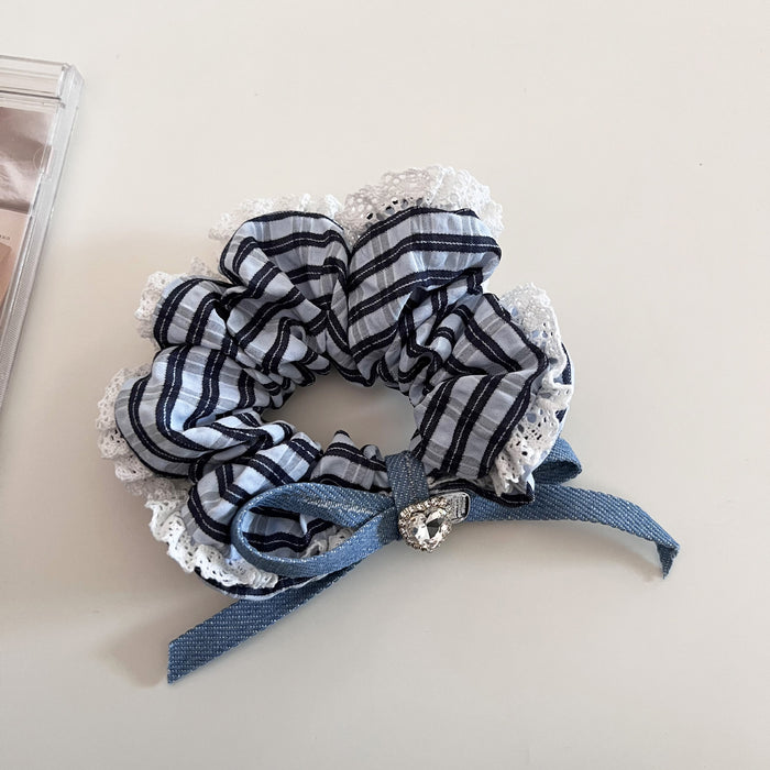 Wholesale Small niche minimalist retro striped square circle hair loop, women's high-end sense, ponytail hair accessory, headband, rubber band hair clip