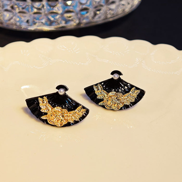 Wholesale Alloy Chinese Flower Wings Fan Oil Drop Earrings JDC-ES-SM007