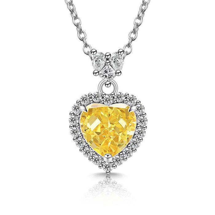 Wholesale Copper Heart Pendant Necklace Diamond Cut Padparadscha Style Fashion Accessory Gift