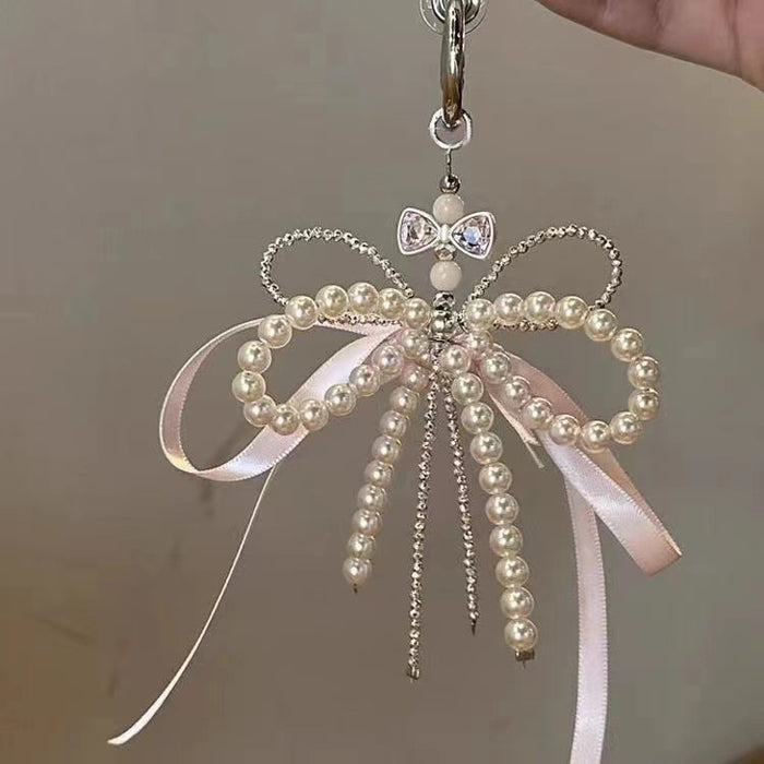 Wholesale Sweet Ballet Style Pink Bow Pearl Mobile Phone Chain Women's