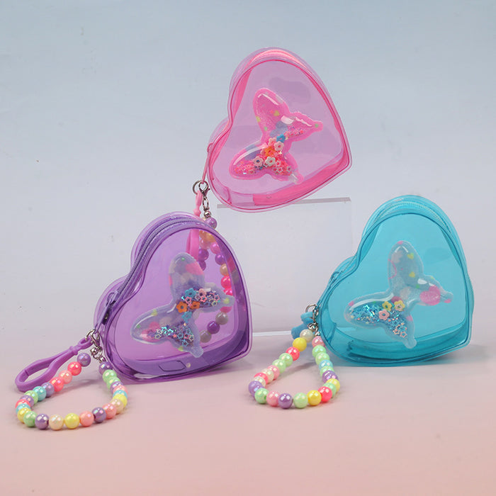 Wholesale Heart Butterfly Transparent Jelly PVC Coin Purse Stylish Fashion Accessory Gift