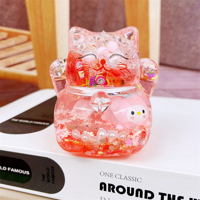 Wholesale Oil Drops Liquid Sand Bottle Acrylic Oil Ornaments Dripping Lucky Cat Oil Leakage Small Gift