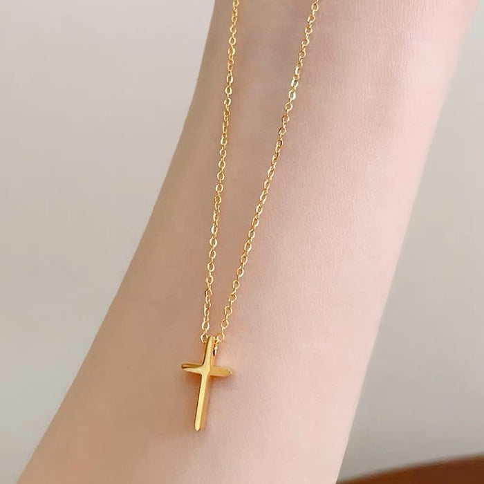 Wholesale Cross necklace popular 18K gold pendant clavicle chain necklace titanium steel