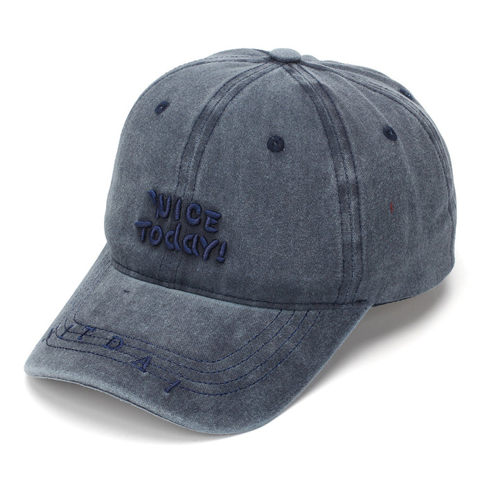 Wholesale Vintage Embroidered Baseball Cap – Grey Distressed Cotton Sun Protection Women' s Fashion Hat