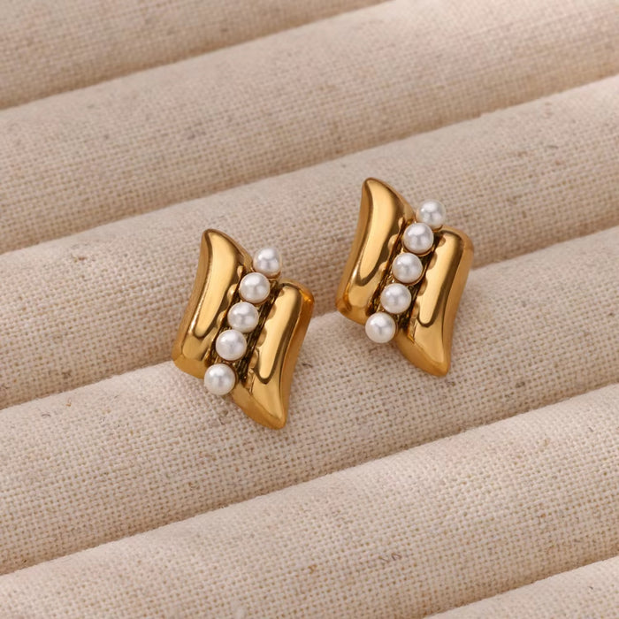 Wholesale Mini Cute Stainless Steel Pearl Starfish Earrings Retro Exquisite Earrings