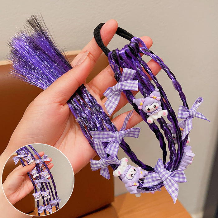Wholesale Children' s Wig Braid Hair Ring Girls'  High Ponytail Tie Hair Rope Little Girl Sweet Cool Hair Rope Headwear