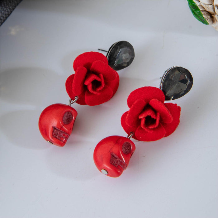 Wholesale Halloween Skull Beaded Elastic Earrings for Unisex Party Gift Fashion Accessory MOQ≥2