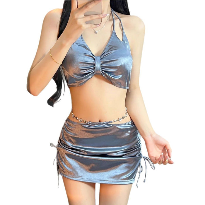 Wholesale New high-end sexy split three piece swimsuit set for hot spring vacation fashion bikini split swimsuit