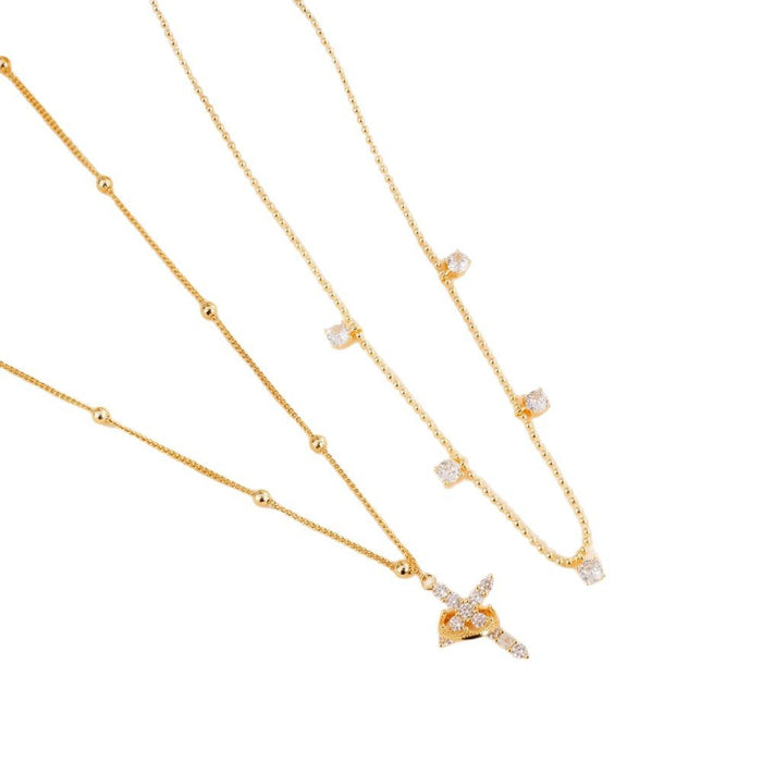 Wholesale New cross necklace with diamonds, fashionable and simple temperament, cross chain lock bone chain