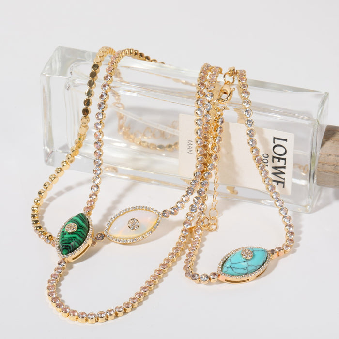 Wholesale Devil's Eye Zircon Necklace Pendant Gold Plated