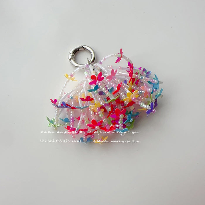 Wholesale Heart Colorful Flower Phone Chain Keychain Bag Hanging Chain Pendant Accessory