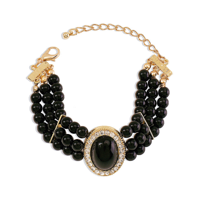 Wholesale  Imitation Pearl Rhinestone Resin Beaded Cold Style Bracelet