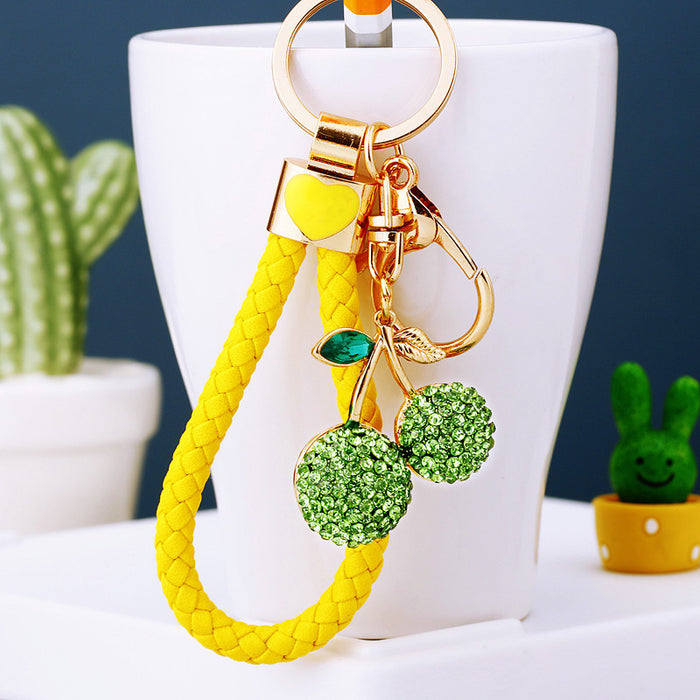 Wholesale Diamond studded car keychain pendant, metal keychain ring, cute and creative