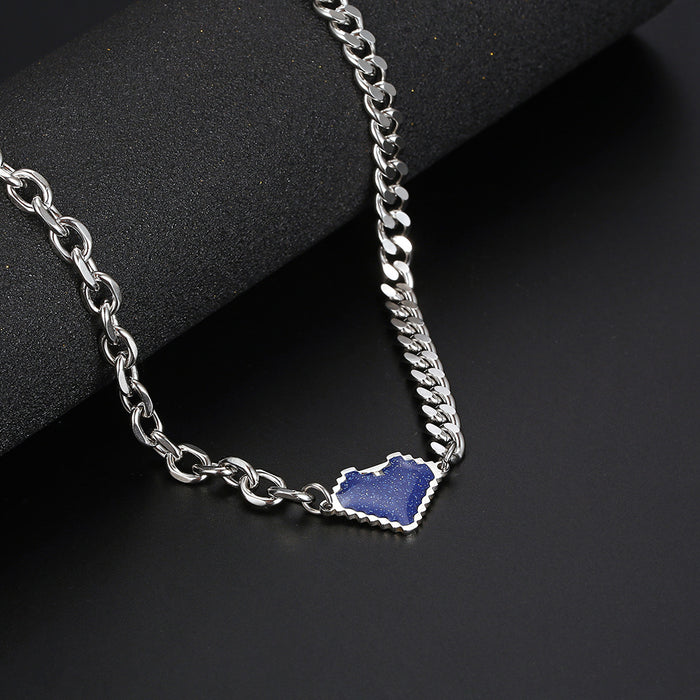 Wholesale Blue Love Titanium Steel Necklace JDC-NE-YiX004