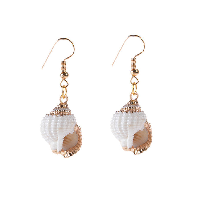 Wholesale Gold-rimmed Ocean-style Conch and Seashell Earrings JDC-ES-SaIP111