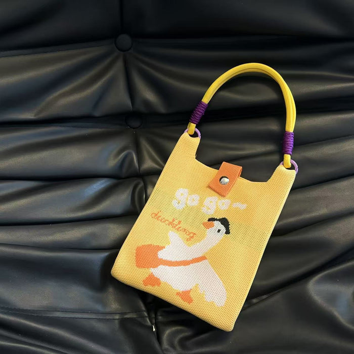 Wholesale Mobile phone bag cartoon knitted bag dopamine color matching handbag niche versatile shoulder crossbody bag