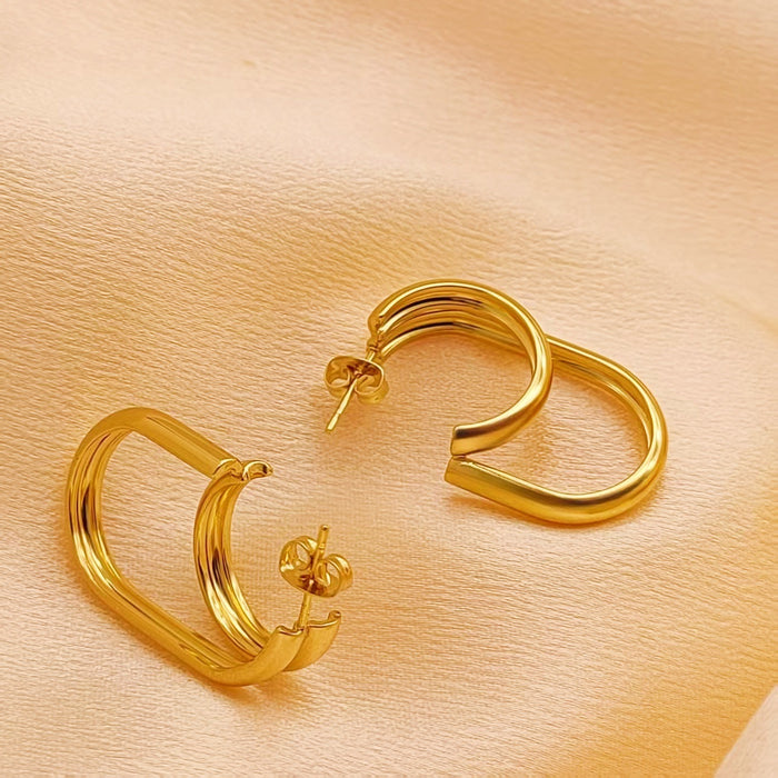 Wholesale Exaggerated large earrings with a light luxury and high-end feel that do not fade. Titanium steel earrings as earrings