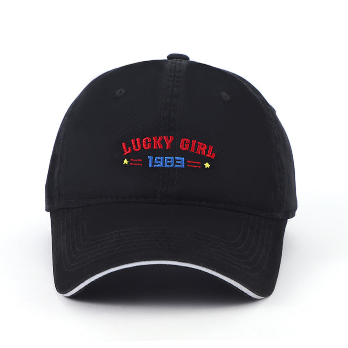Wholesale Embroidered letter soft top baseball cap with sun protection and wide brim duckbill cap