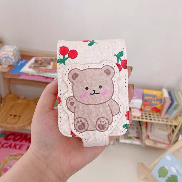 Wholesale Mini Portable Travel Makeup Storage Bag Mirror Bear Shaped Lipstick Pouch Girl's Personal Carry-on Organizer Protective Case