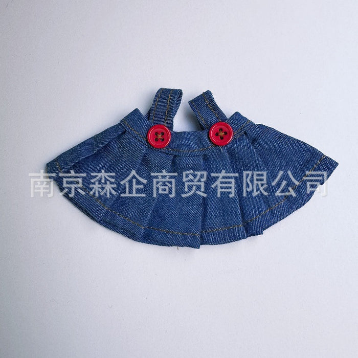 Wholesale 17cm  Doll Clothing Replacement Plush Doll Cowboy Pleated Skirt Cotton Doll Dress up