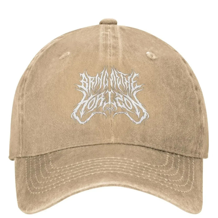 Wholesale Black Pentagram Print Baseball Cap Soft Dome Adjustable Curved Brim Vintage Band Style Hat Summer Sun Protection Fashion Accessory