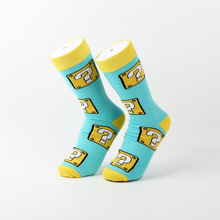 Wholesale Leisure sports jacquard youth women's cotton couple mid tube socks men's trendy socks