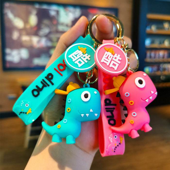 Wholesale Cartoon Cute 3D Dinosaur Rubber Keychain JDC-KC-Tingm027