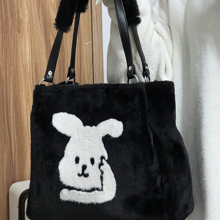 Wholesale Plush Creative White Rabbit Pattern Shoulder Bag JDC-SD-DRS014