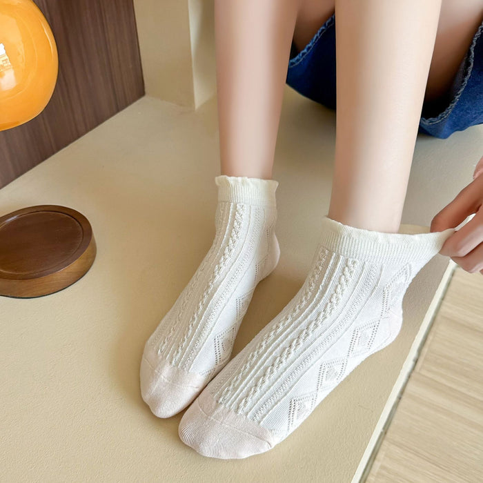 Wholesale Socks, boat socks, lace, heart-shaped socks, sweat absorbing and breathable striped cotton socks