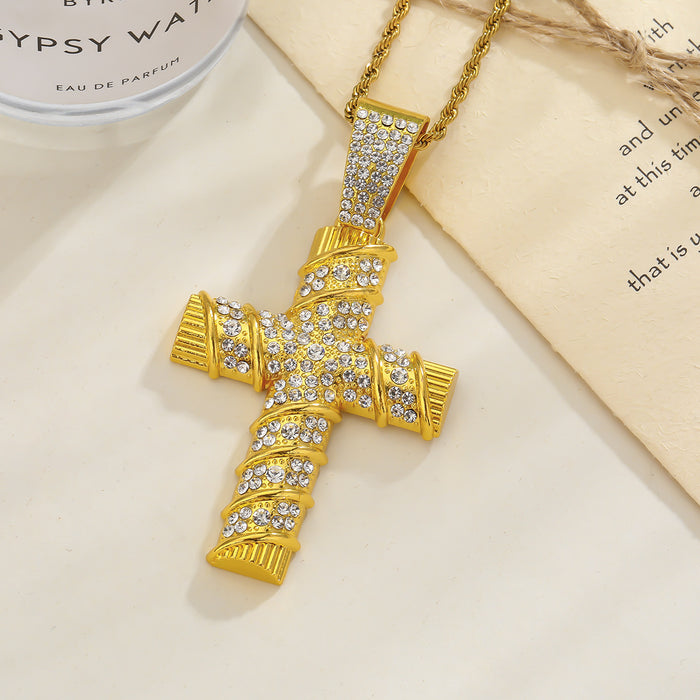 Wholesale New Personalized Full Diamond Cross Pendant Cuban Necklace Street Pendant Accessories