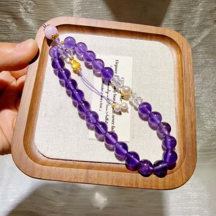 Wholesale Natural amethyst mobile phone chain pendant original decoration