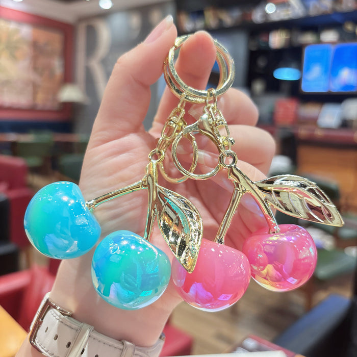 Wholesale Chic Resin Cherry Keychain - Colorful Pink Car Key Accessory MOQ≥2