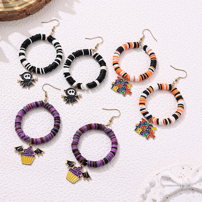 Wholesale  themed earrings,  black and white,  orange and purple  main color earrings