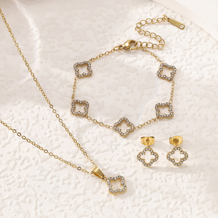 Wholesale Lucky bracelet colorfast titanium steel jewelry Necklace Set