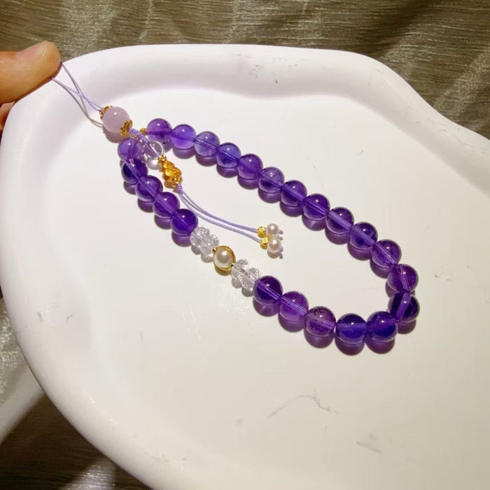Wholesale Natural amethyst mobile phone chain pendant original decoration