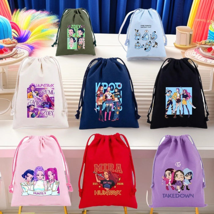 Wholesale Cartoon Canvas Drawstring Travel Storage Bag Handbags