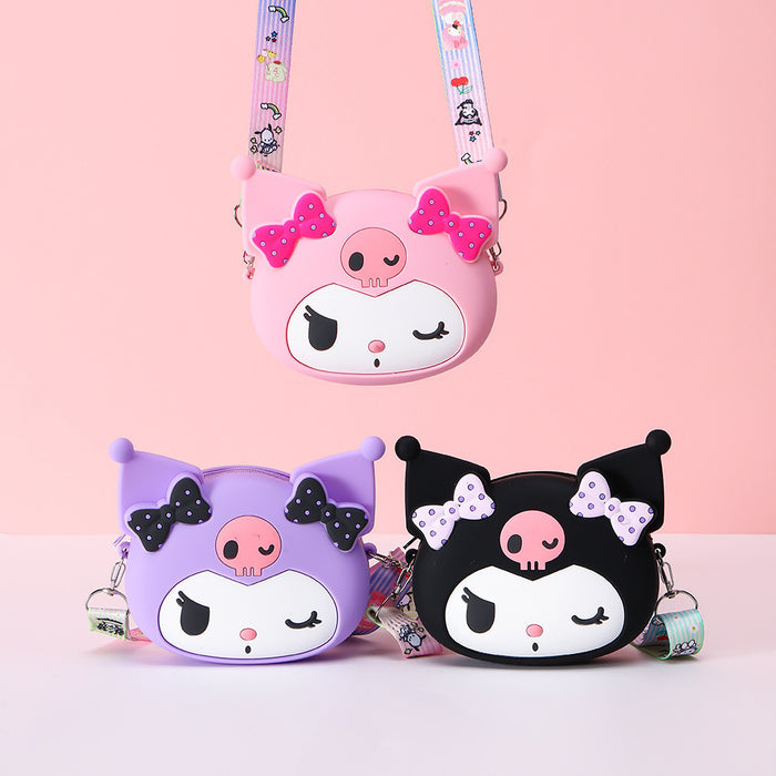 Wholesale Cartoon children's coin purse, three-dimensional silicone crossbody bag, mini cute girl portable bag