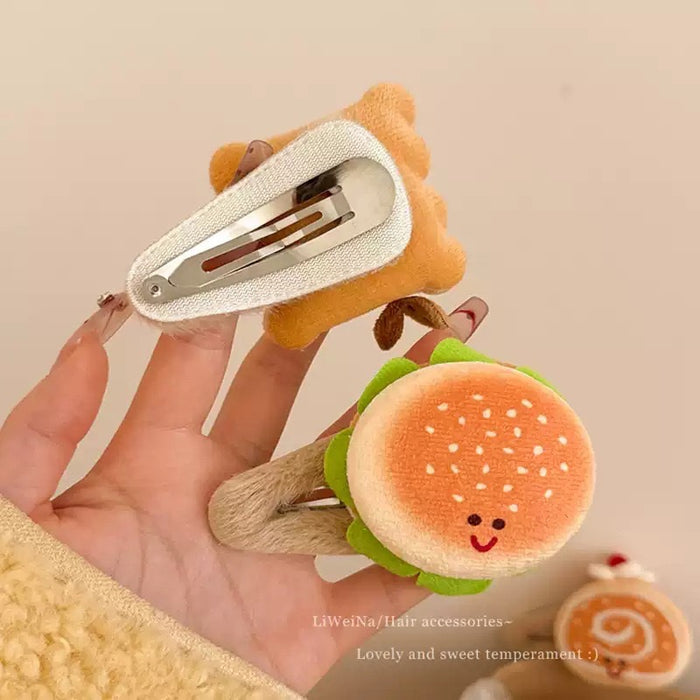 Wholesale Coffee Cartoon Cute Burger Hair Clip Toast Hair Clip Headpiece
