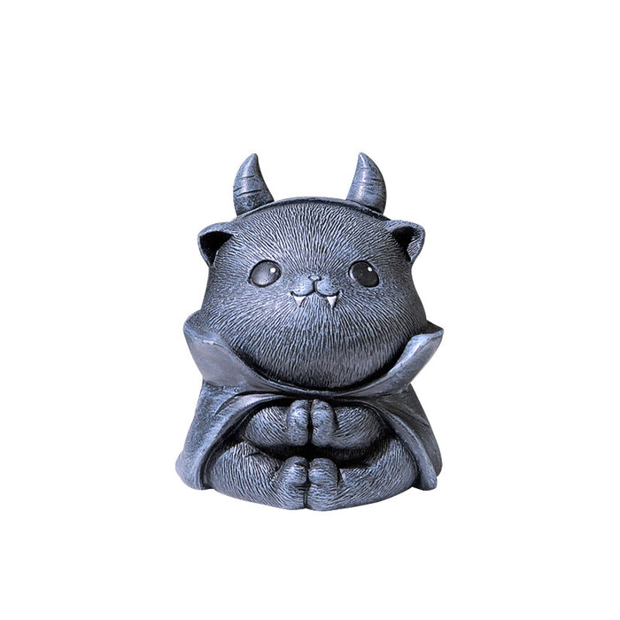 Wholesale Cute Cartoon Skull Cat Resin Sculpture Home Office Desktop