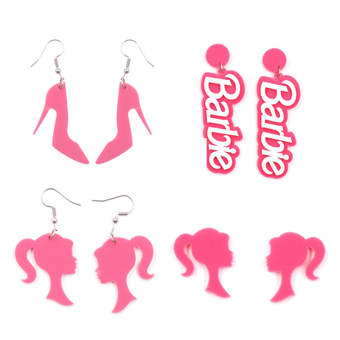 Wholesale Pink Female Red English Alphabet Two-color Acrylic Earrings JDC-ES-XiaoY001