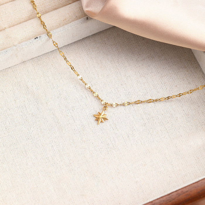 Wholesale Eight-pointed star titanium steel clavicle chain necklace
