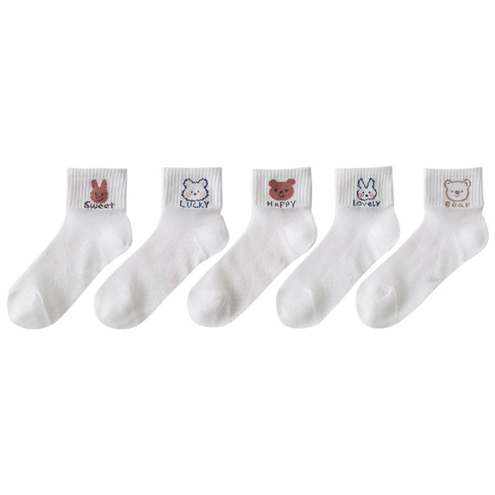 Wholesale Spring and Summer children's socks cartoon bear mid-calf socks thin mesh breathable male and female baby socks