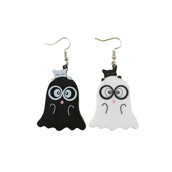 Wholesale Halloween Series Skull Ghost Death Flower Love Acrylic Printing Earrings JDC-ES-QingM001