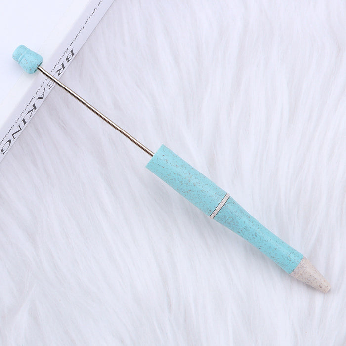 Wholesale Wheat Straw Material Plastic Bead Pen JDC-PN-JinBaiNian001