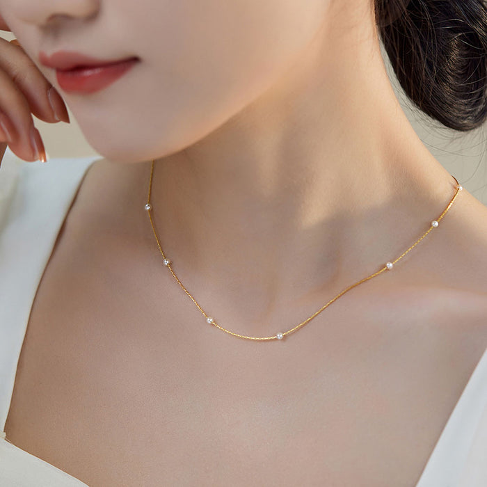 Wholesale Pearl necklace, pearl wrapped gold necklace, versatile and high-end for women, layered and worn