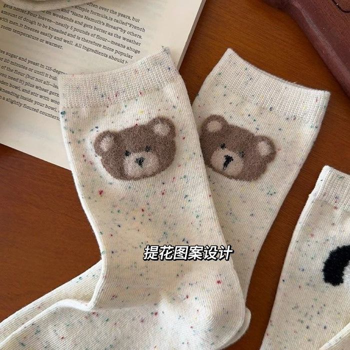 Wholesale Dot yarn socks, solid color pile socks, cute, breathable, sweat absorbing, odor proof, versatile socks, mid tube socks