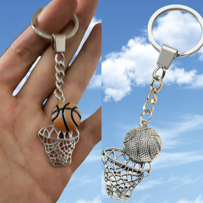 Wholesale basketball box metal keychain creative basketball gift key ring pendant