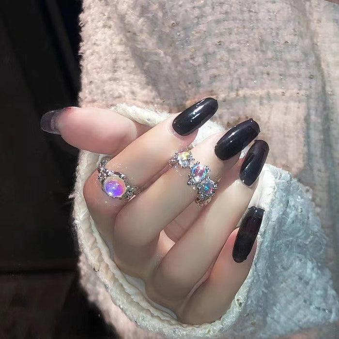 Wholesale Inlaid moonstone texture open ring, irregular texture transparent ring, niche