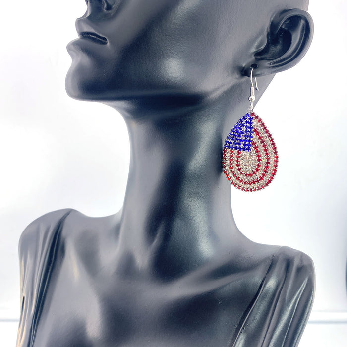 Wholesale Jewelry Fashion Flag Round Earrings Inlaid Party Daily