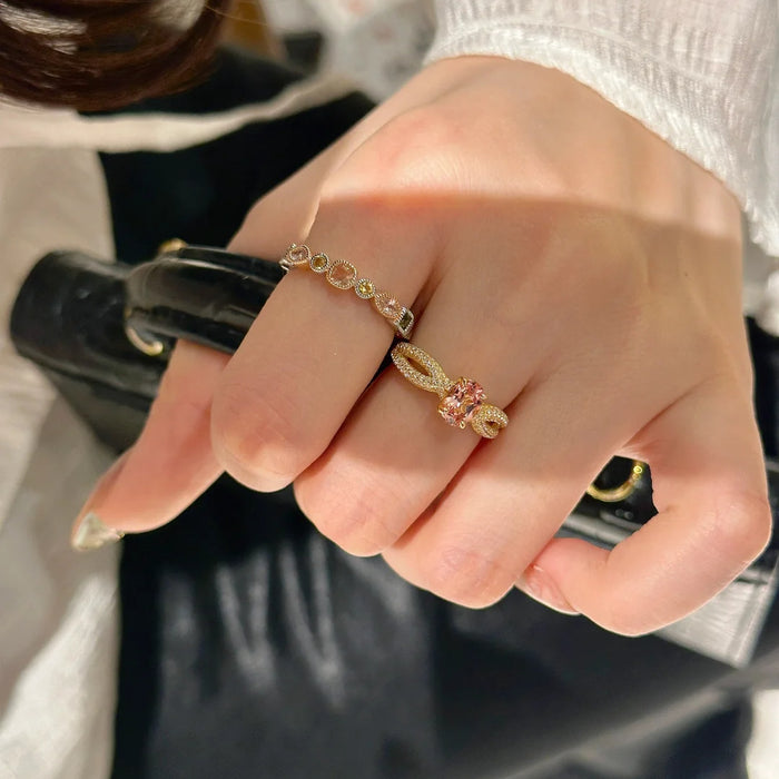 Wholesale Exquisite antique zircon ring with adjustable opening for versatile personality